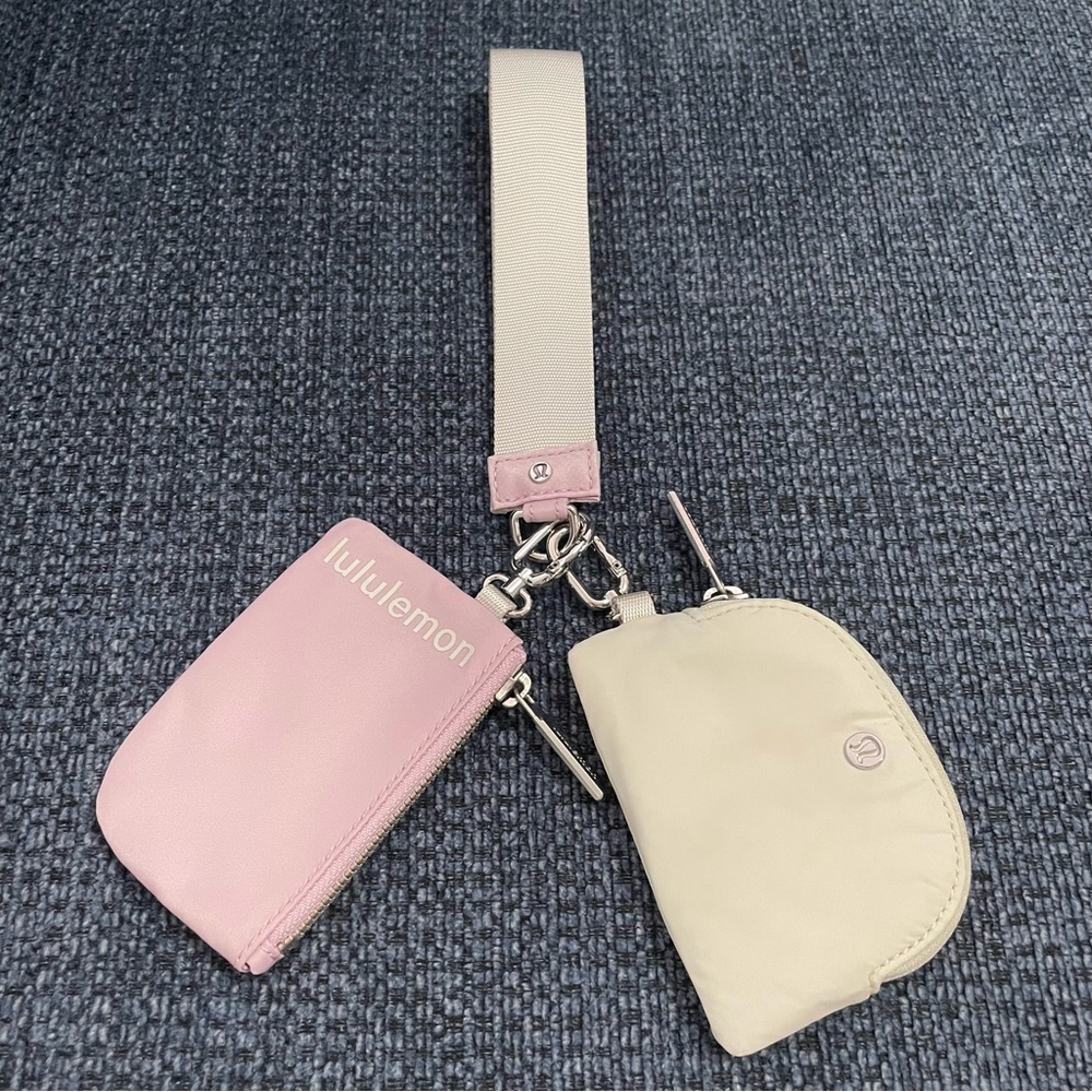 Lululemon Dual Pouch Wristlet in White Opal / Pink Peony